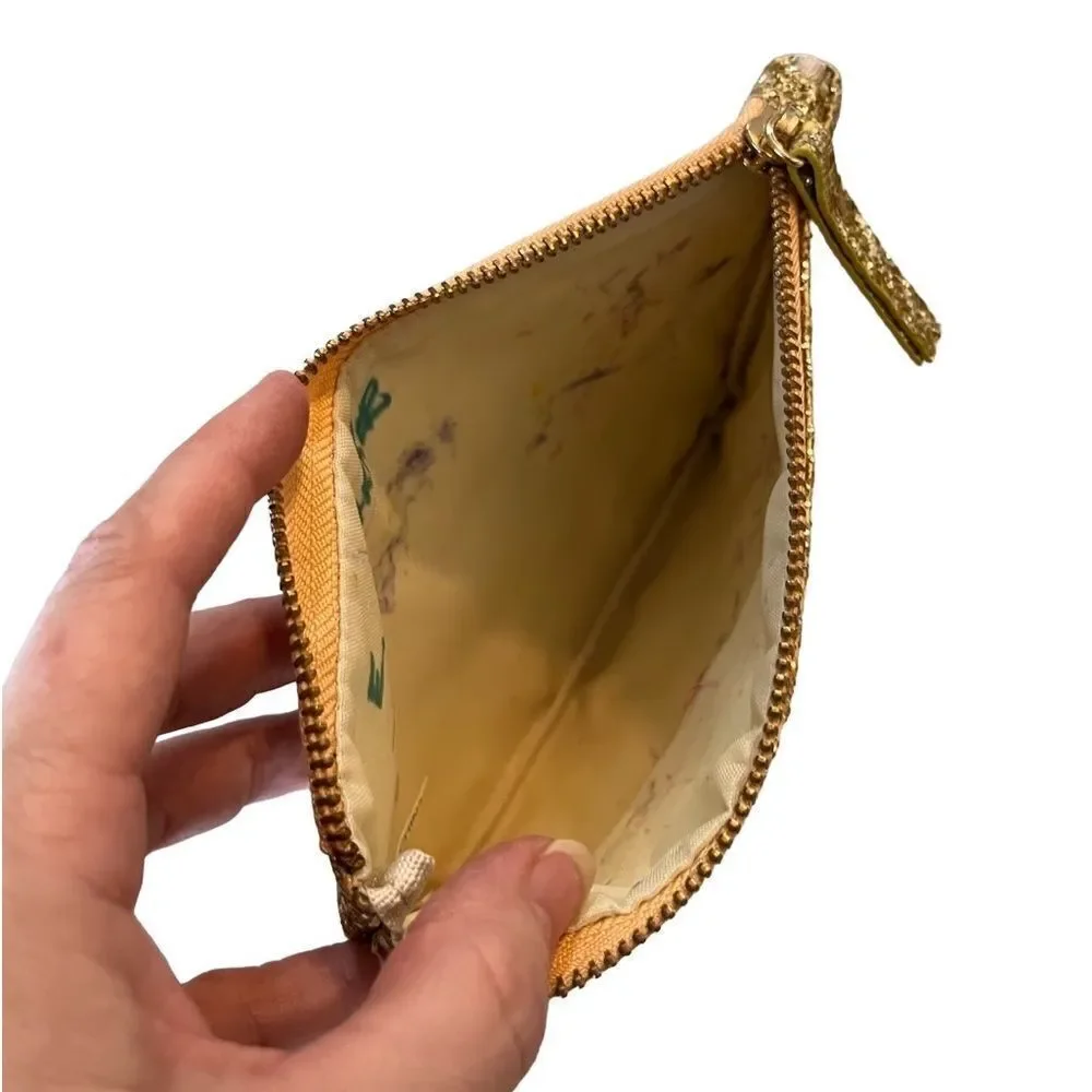 🌴 Gold Glitter Zip Pouch Make Up Bag Clutch 6x8